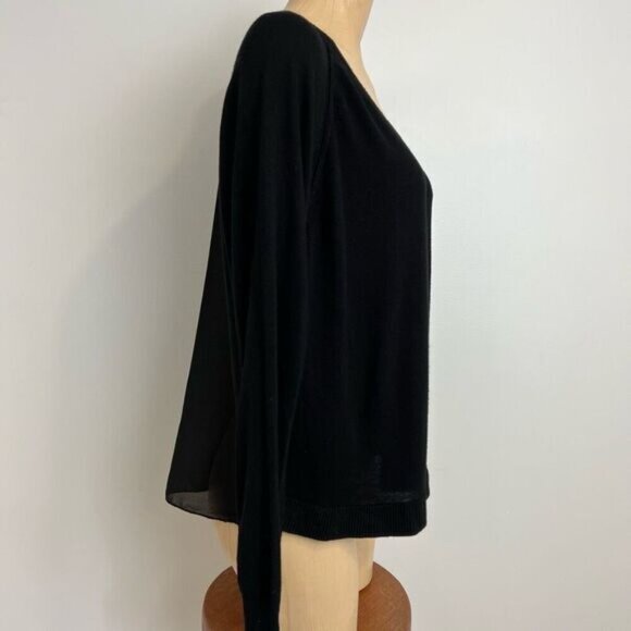 La Fee Marboutee Size 3 Medium Women’s Long Sleeve Black Sweater Sheer Back V - Picture 6 of 16